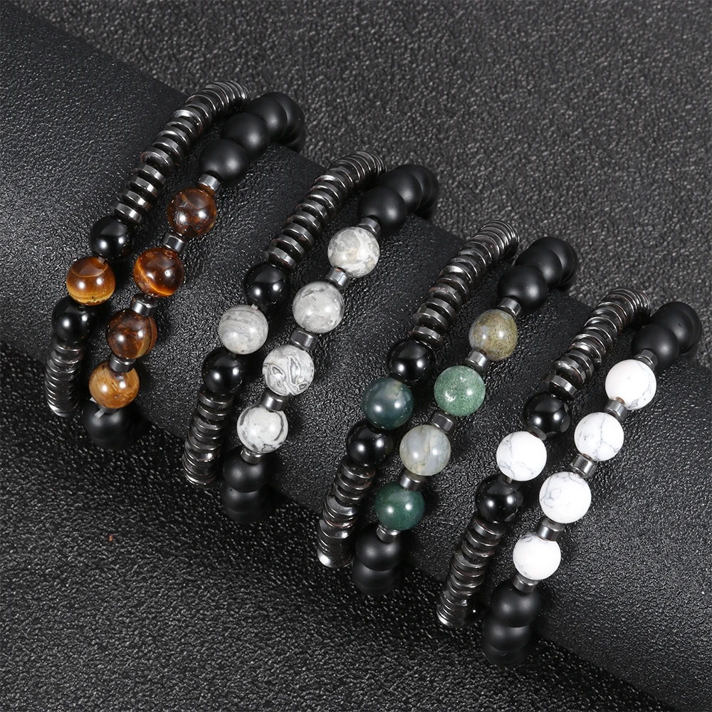 1/2 шт модный очаровательный браслет мужской классический матовый и Лава камень