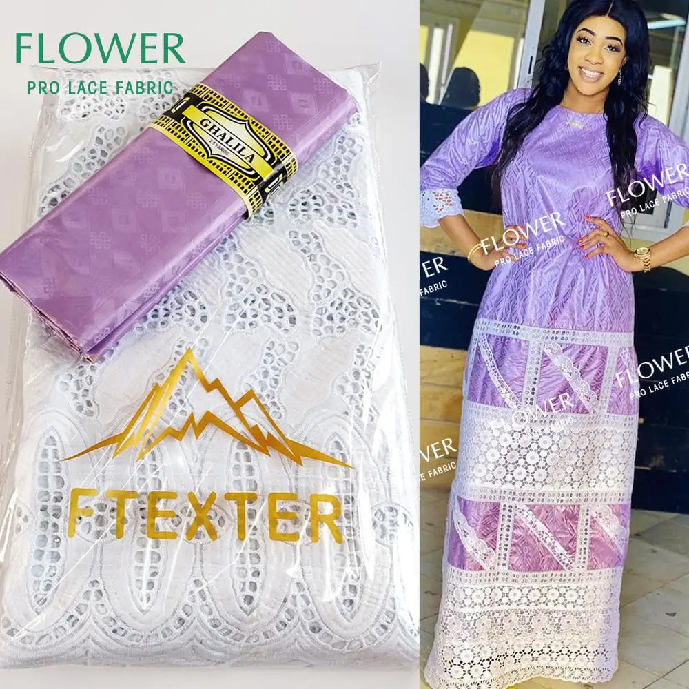 

Purple 2.5+2.5 Yards Dry Lace And Bazin Riche Fabrics 2020 High Quality African Basin Senegal Swiss Voile Lace In Switzerland