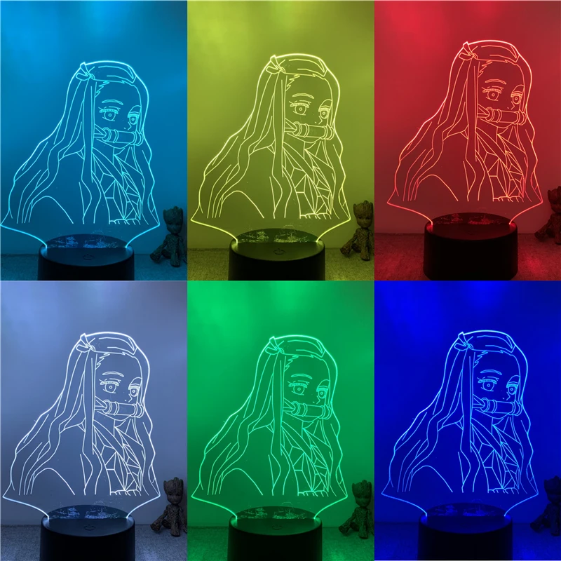 3d Nightlight Anime Demon Slayer Nezuko Cute Face Action Figure 7 Colors Touch Optical Illusion Table Lamp Gift Decor Model Action Figures Aliexpress