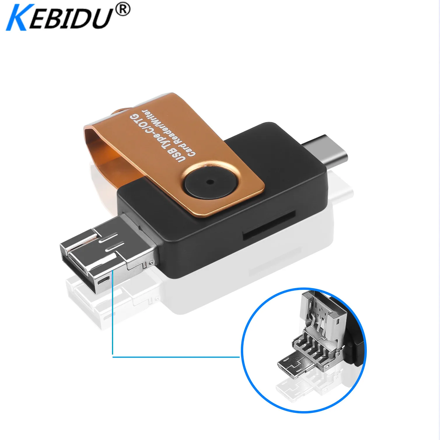 Kebidu USB C OTG кардридер с USB интерфейсом для ПК телефона Портативный SD считыватель данных/писатель портативный