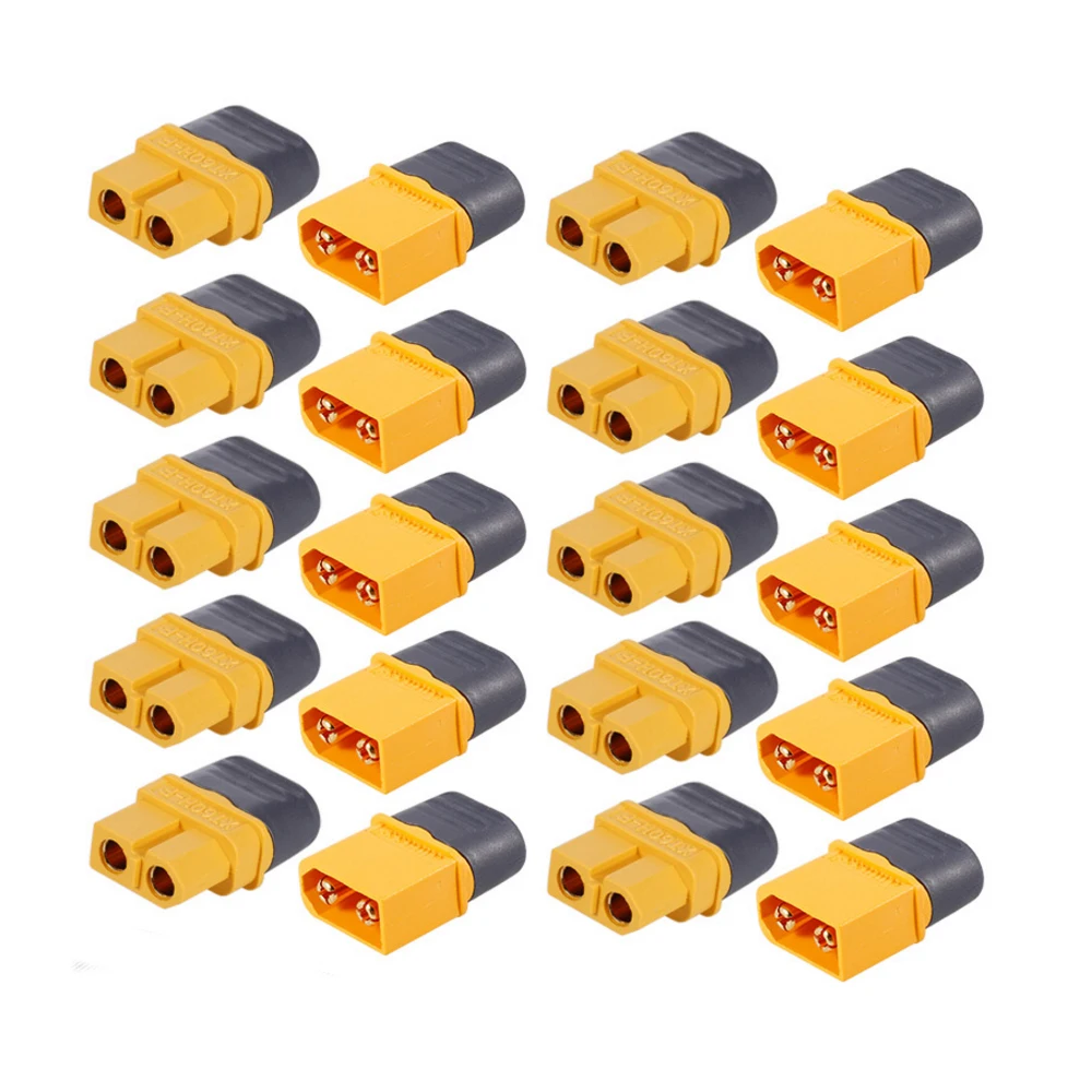 

Amass 10 Pair XT60H Bullet Connector Plug Upgrated of XT60 Sheath Female & Male Gold Plated for RC Parts