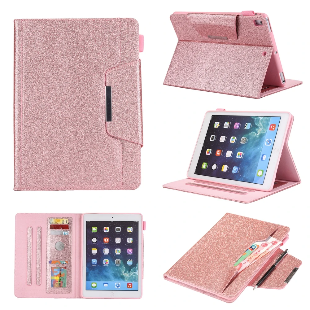 

Case For iPad Air Air2 Case 9.7" Flip Stand PU leather Smart Auto Wake Glitter Bling Tablets cover For iPad 9.7 2017 2018 funda