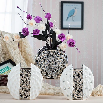 

Modern high quality Ceramic Vase Manual inlay drill desktop Flower Arrangement Art Vases Crafts home wedding decoration
