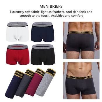 

4pcs/set Male Panties Cotton Boxers Underwear Men's Boxer Waist Sexy Comfortable Boxer Breathable Solid Color