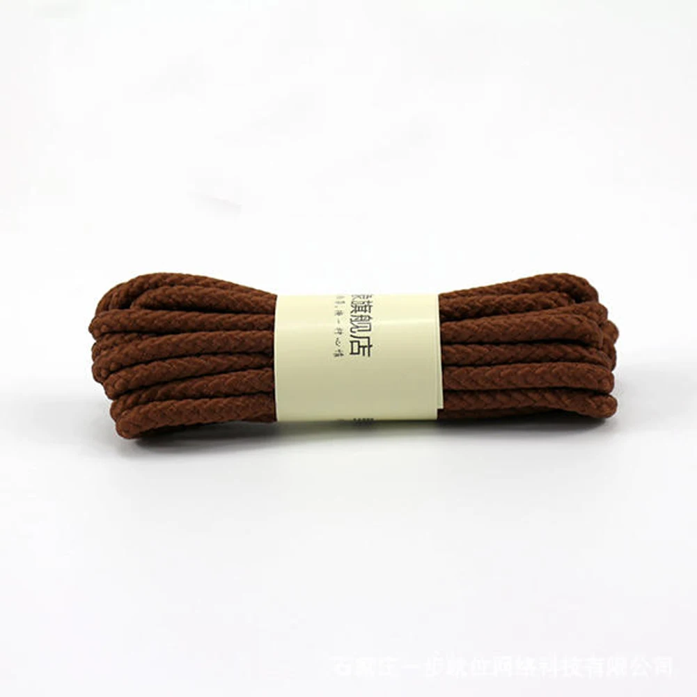 1 Pair Round Leather Martin Boot Shoelaces High-grade Metal Head Round Fashion Casual Sports Basketball Leather Shoes Lace Twist - Цвет: Dark coffee