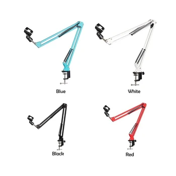 

MDZ-005A Extendable Recording Microphone Holder with Mic Clip Table Mounting Clamp Capacitor wheat stand blue red white