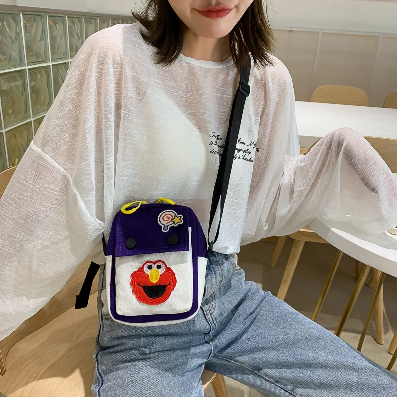 

Sesame Street Bag Women's 2019 New Style Mobile Phone Bag Shoulder Bag Summer Mini Small Bag Vertical Purse Mobile Phone Bag