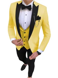 Slim Fit Royal Blue Men's Suit Prom Groom Custom Made Wedding Suits For Groomsmen Tuxedo 3 Pieces Jacket+Pants+Vest