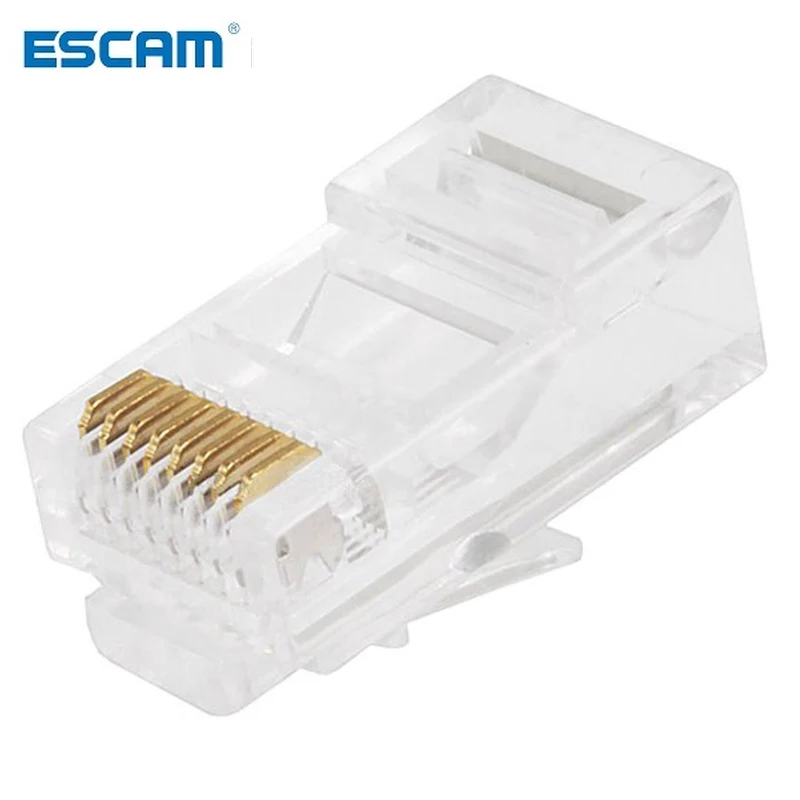 ESCAM 100Pcs High Quality RJ45 crystal Network Gold Plated Head Adapter | Безопасность и защита