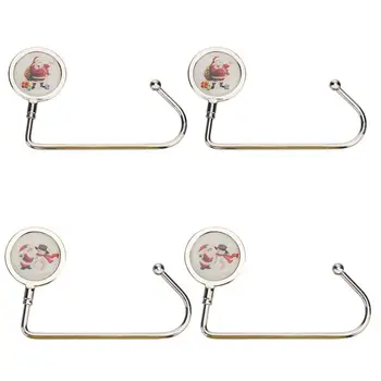 

4Pcs Christmas Stocking Metal Handbag Hooks Purse Hook Fireplace Desk Hangers