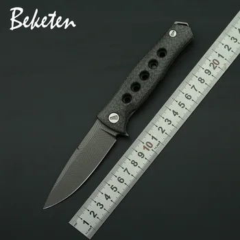 

BEKETEN Dr Death Mayo Folding Knife D2 Blade TC4 Titanium + CF Handle Outdoor Camping Hunting Survival Pocket Knives EDC Tools