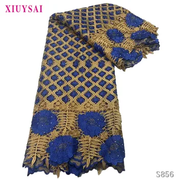 

High Quality African Lace Fabric 2020 Latest African Guipure cord Lace fabrics with stones Cord Lace For Party Wedding SL856