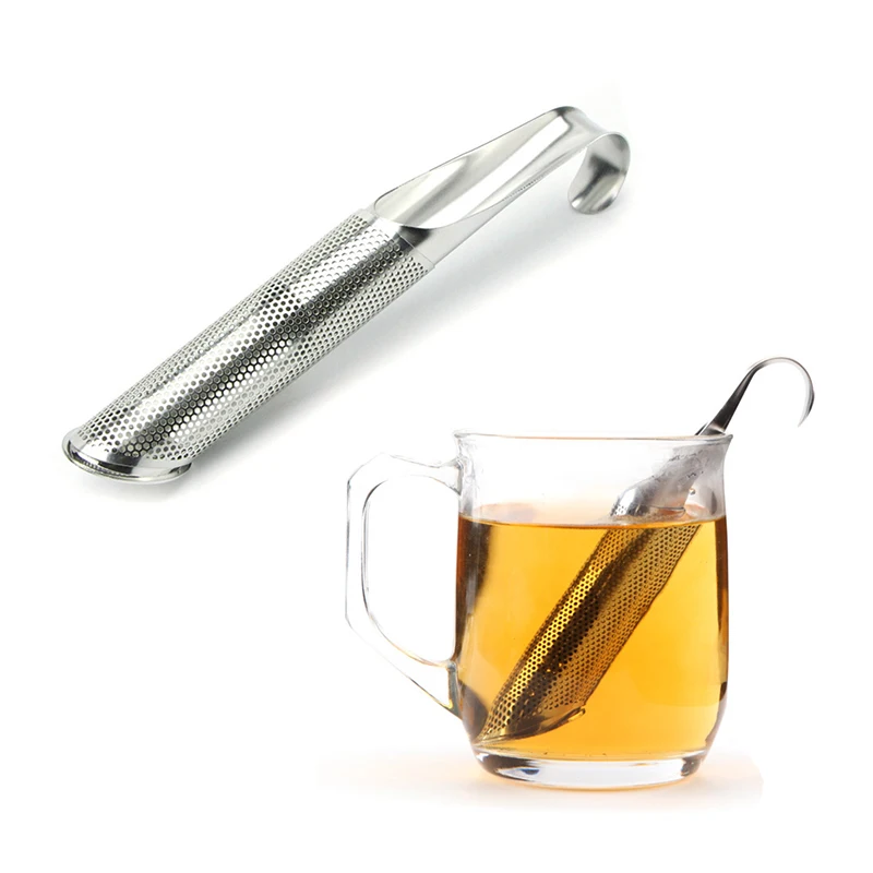 Портативный практичный свободный фильтр для труб, фильтр для заварки чая из нержавеющей стали, НОВЫЕ Травяные специи, сетка для листьев, посуда для напитков, аксессуары