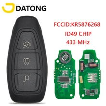 Clé de télécommande Datong World pour voiture, pour Ford Fiesta Kuga 2016 2017 2018 KR5876268, puce ID49, 433MHz, carte de remplacement