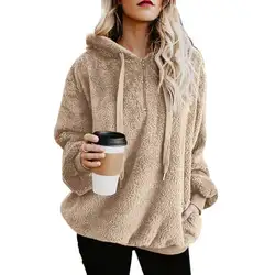 Женская флисовая толстовка с капюшоном и длинным рукавом на осень и зиму, утепленная толстовка на молнии, пуловер Rk