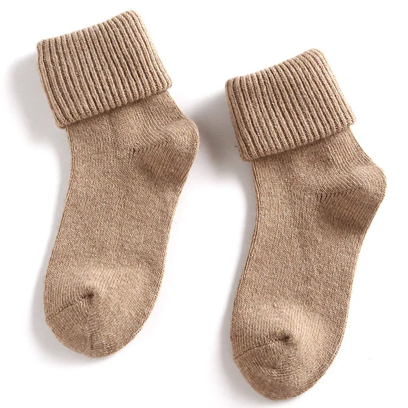 Женские зимние носки из кроличьей шерсти толстые теплые носки Модные трикотажные полосатые женские носок однотонного цвета носки-трубы skarpetki - Цвет: khaki