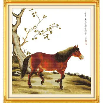 

DIY Handmade 11CT 14CT Little Horse Painting Counted Cross Stitch Unfinished Chinese Cross Stitch Set Embroidery Wall Home Decor
