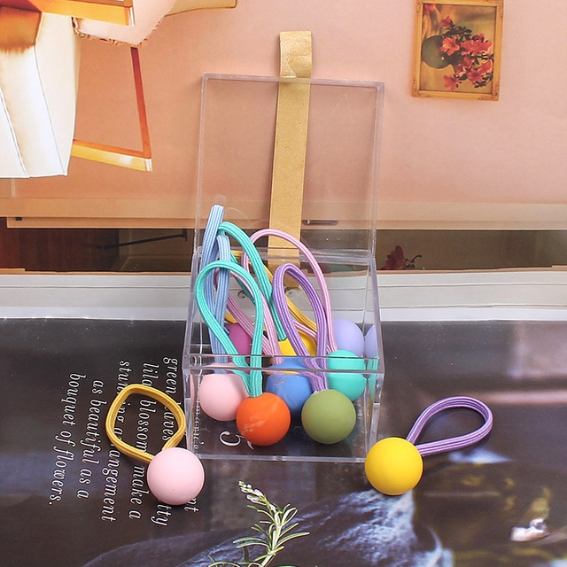 Version of Children's Hair Accessories Exquisite 10 Boxes Rubber Paint Jelly Color Hair Rope Rubber Band Hair Tie Female