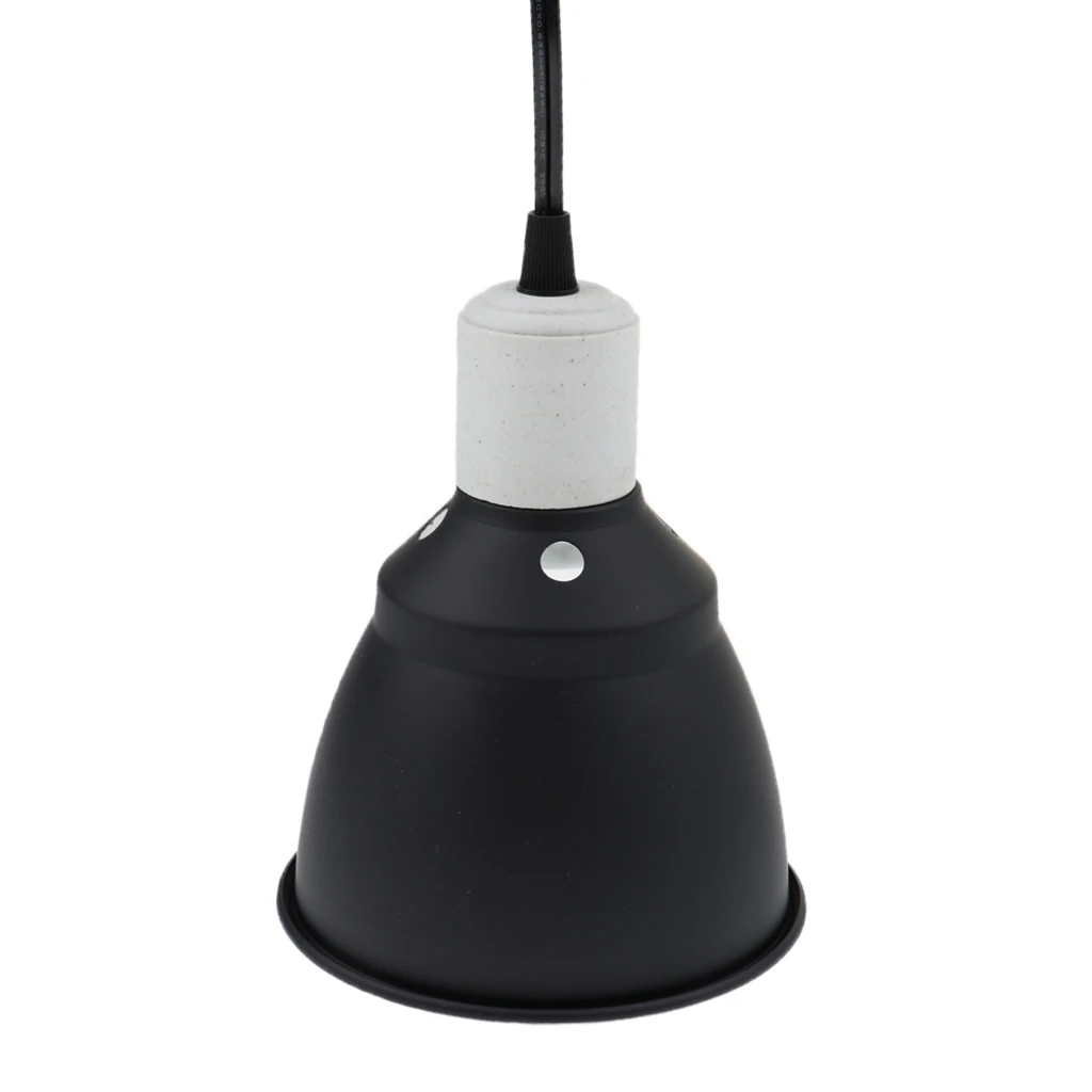 300W Metal Ceramic Heat UV UVB Lamp Light Holder Dome Shape Brooder Reptile Black E27 US Plug
