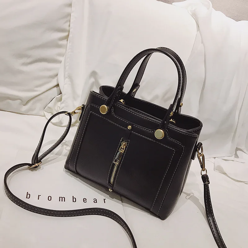 Новая модная женская универсальная сумка на плечо из искусственной кожи, Высококачественная женская сумка-мессенджер, вместительная повседневная женская сумка - Цвет: black