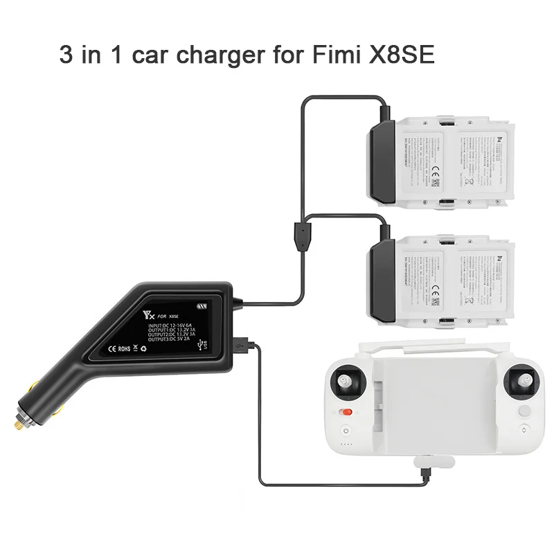 

3 in1 Car Charger Lipo Battery Remote Controller transmitter Charger Fast Charging for xiaomi FIMI x8se charger accessories