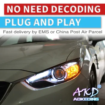 

AKD tuning cars Headlight For Mazda 6 mazda6 atenza 2013-2016 Headlights LED DRL Running lights Bi-Xenon Beam lights angel eyes