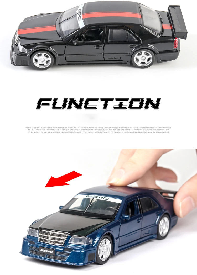 Mercedes Benz W201 1/32 литая модель автомобиля из сплава гоночные внедорожные автомобили звук и светильник игрушки для детей Рождественский подарок