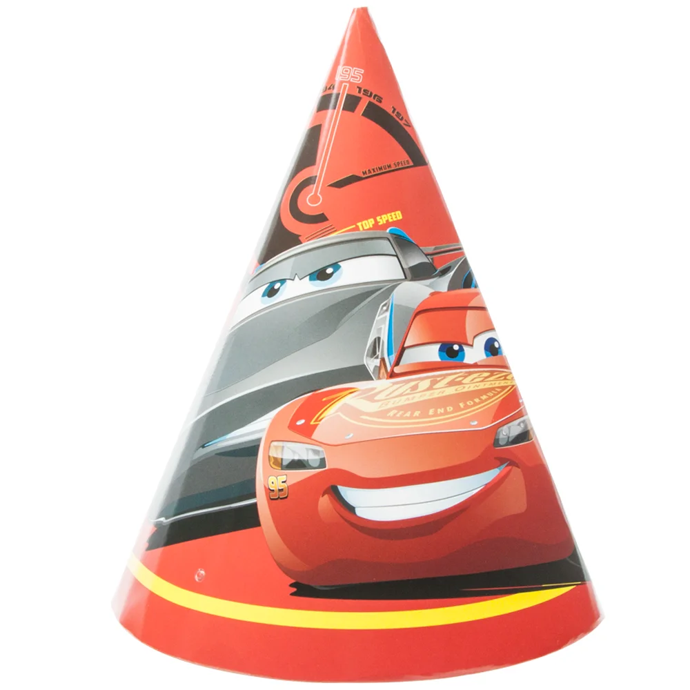 Disney Lightning McQueen автомобильный декор для вечеринки в честь Дня рождения шляпа скатерть и флаги детские праздничные принадлежности Автомобильная тематическая праздничный набор столовой посуды - Цвет: Hat 6pcs