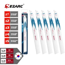 Ezarc cortador de metal pesado reciprocating sabre viu a lâmina 14tpi bi serra de fita de metal 150/225/300mm 5 peças r626pm + r926pm + r1226pm +