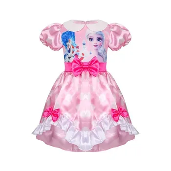 

New Christmas Dress Girls Elsa Anna Dresses for Girls Princess Dress Children Evening Party Princess Bow Dress Peter Pan Dress