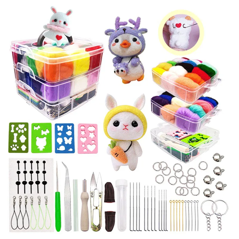 16/25/50 Color Needle Felting Kit Wool Tools Handmade Felt Set Craft Accessories Pack Fabric Materials | Дом и сад