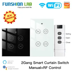 MFUNSHION WiFi RF Tuya 2 Gang Double Curtain Blind Switch for Roller Shutter Electric Motor With Google Home Alexa Smart Life MFUNSHION WiFi RF Tuya 2 Gang Double Curtain Blind Switch for Roller Shutter Electric Motor With Google Home Alexa Smart Life