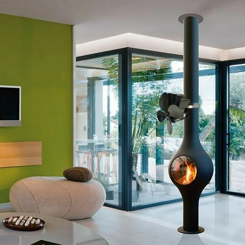 

Eco-Friendly Heat Powered Stove Fan For Home Wood Log Burning Circulating Warm Air Sa 4 Blades Fireplace Fan Wall Mounted Silent