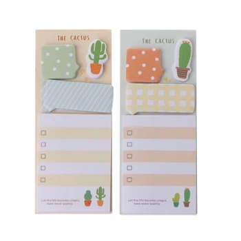 

2Pcs Cute Cactus Sticky Note Office Supplies Bookmark Paper Scrapbooking Sticker Memo Pad Students Kids Gift