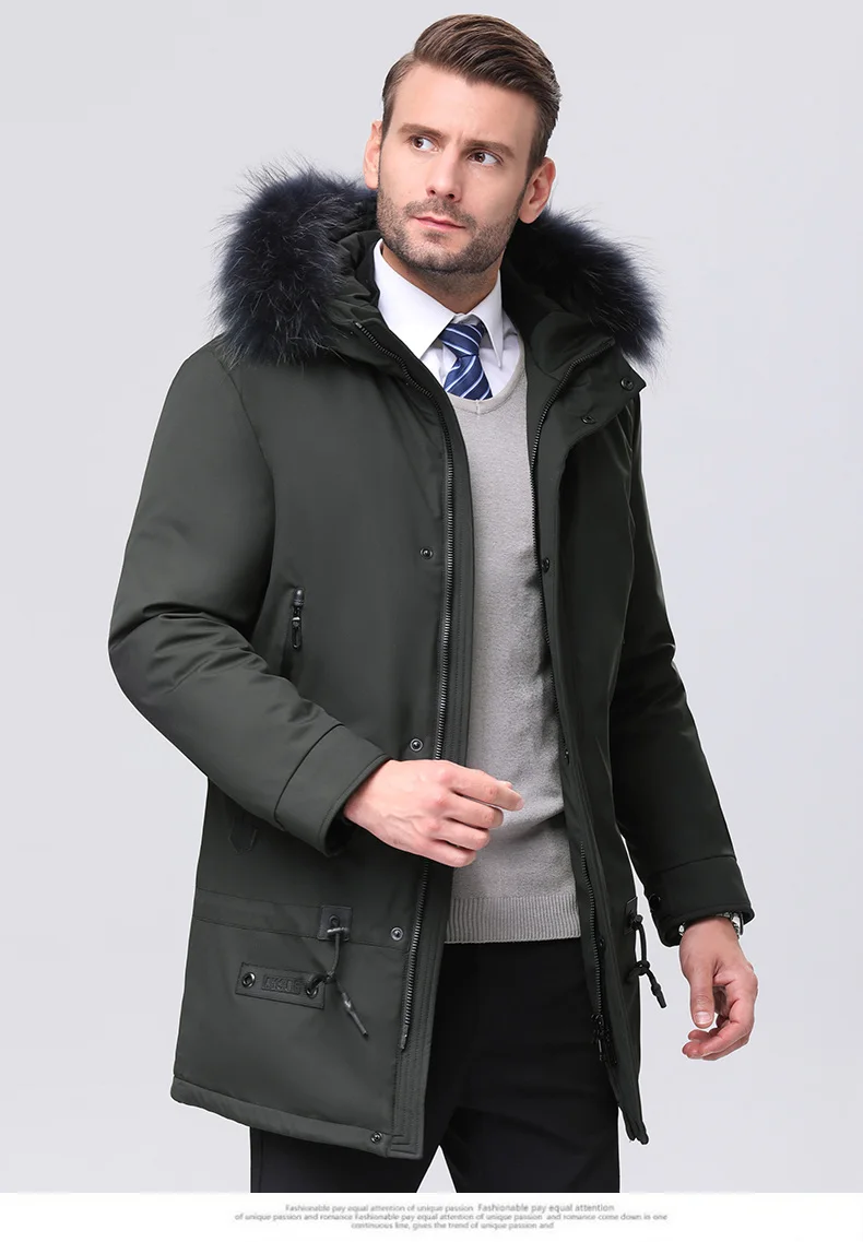 2019 New Arrival Men Down Jacket Men's Winter Coat High Quality Raccoon Fur Hooded Feather Goose Snow Parkas Outerwear (6-)