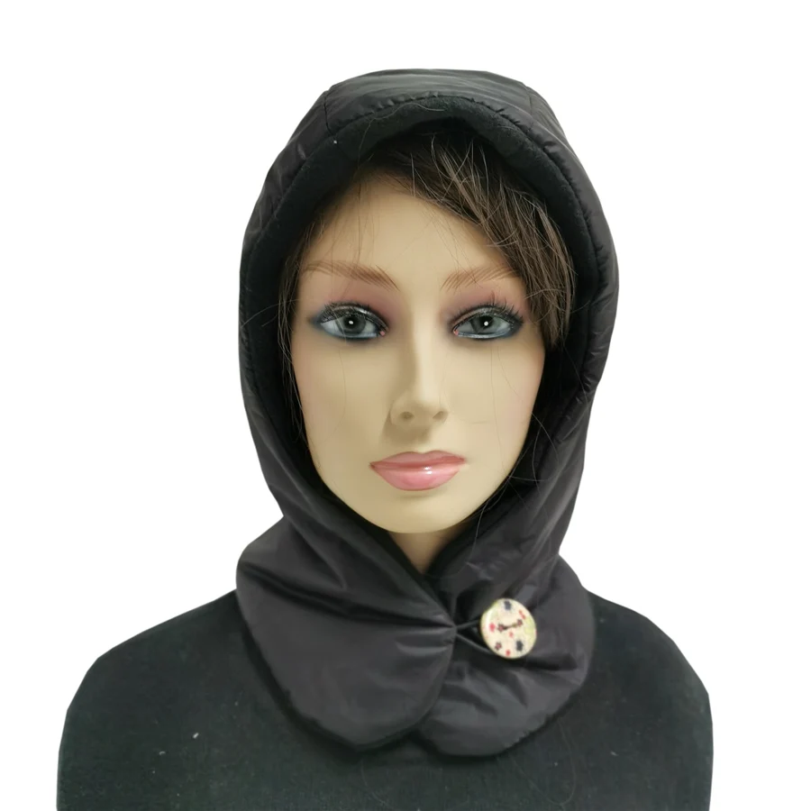 

Fashion Ultralight Outdoor Down hat women Waterproof light winter Puff Neck warm Windproof Hood Ear Covering cap
