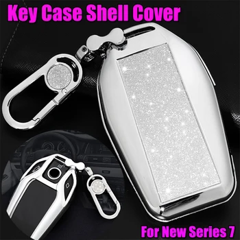 

Smart Remote Lcd Display Car Key Case Fob Cover Shell For BMW 7 Series New Bling Silver