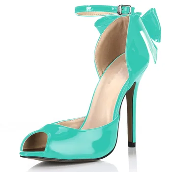 

Brand women's flip flops summer Back Bowtie Buckle sandals fashion 12cm thin high-heeled shoes female Patent Leather Club pumps