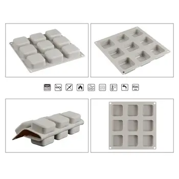 

9 Grids Square Silicone Soap Molds Handmade Soap For Diy Bar Supplie Soap Chocolate Mold And Dining Cake Making Kitchen B6H9