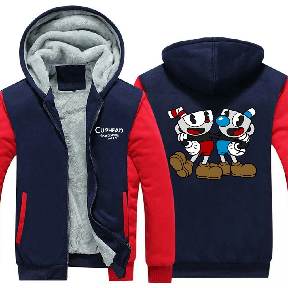 6 стилей красная игра Cuphead Mugman Толстовка Зимняя Повседневная супер теплая куртка утолщенная молния с капюшоном повседневные толстовки - Цвет: 4