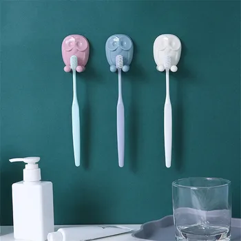 

Toothbrush Wall Mount Holder Cute Owl Sucker Suction Bathroom Organizer Hook PVC Environmentally Friendly Hooks Home Supplies