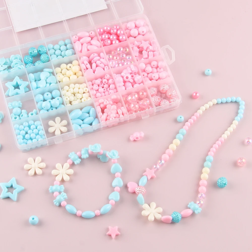 

Mixed Ice Snow Acrylic Beads Kits Art Craft Bead For Kids Girls Handmade DIY Bracelet Necklace Hair Ring Jewelry Making Kits Set