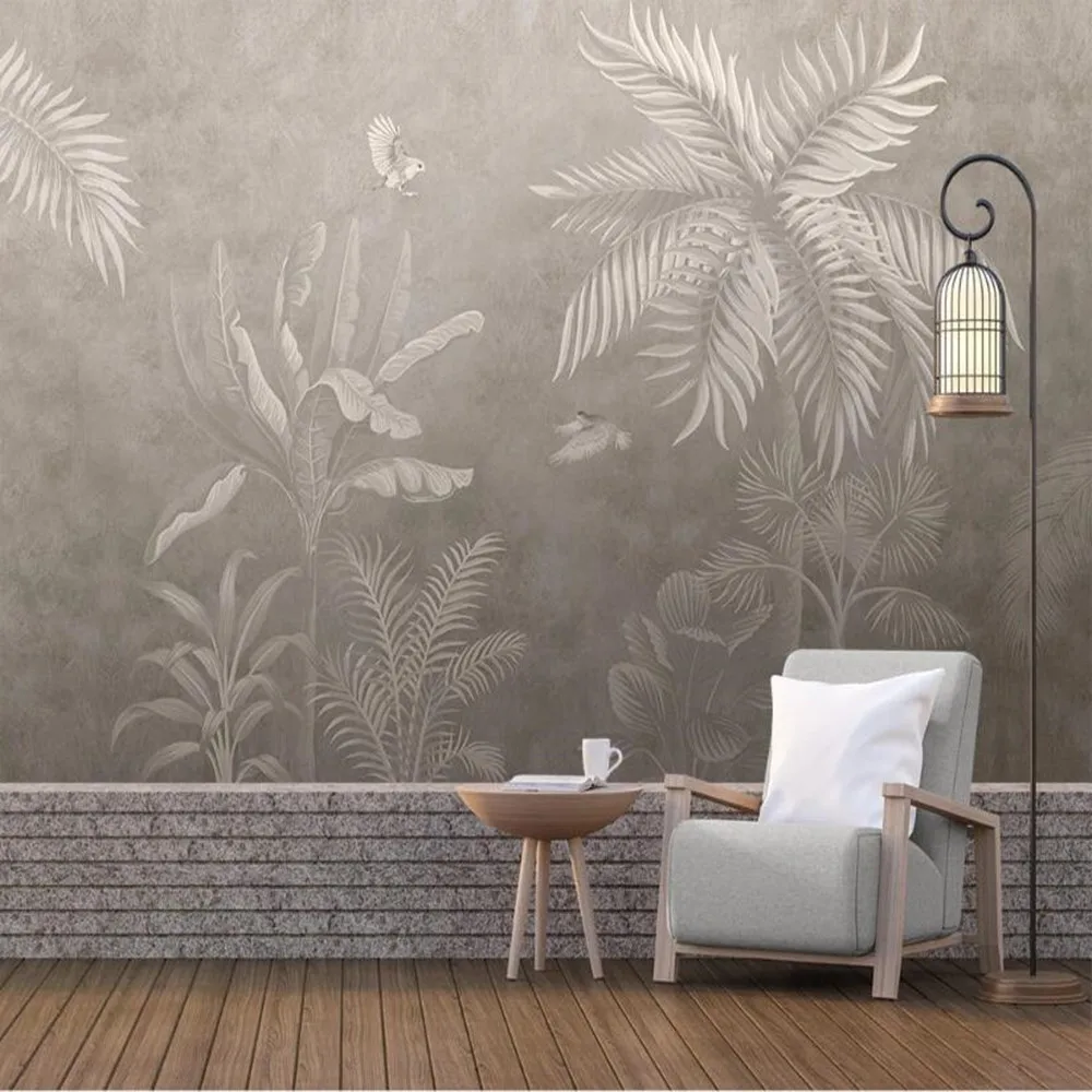 Milofi  Custom large wallpaper mural European-style hand-painted retro nostalgic tropical rainforest landscape background wall customized 3d wallpaper new chinese hand painted ink painting plum blossom landscape 8d mural background wall