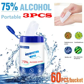 

60 Sheets Disinfection Wipes Bag Portable 75 Alcohol Wipes 20ML/pcs ortable Towel Container Wet Wipes Baby Skin Care#YL10