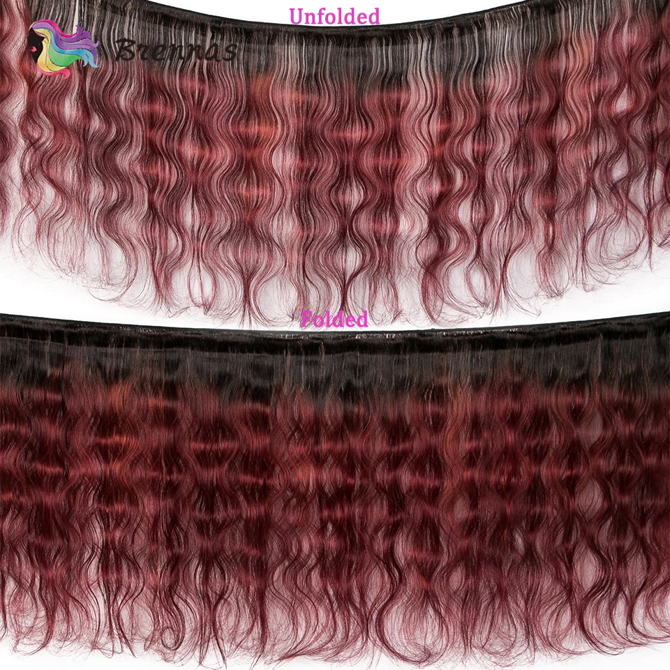 Brennas Омбре пряди с закрытием средний коэффициент Бразильский объемная волна натуральные человеческие волосы remy 3 пряди с закрытием шнурка 1B/99J