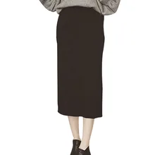 Осенняя однотонная облегающая юбка с высокой талией, модная пикантная тонкая женская трикотажная прямая юбка