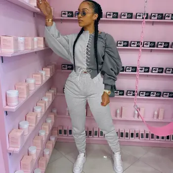 

Two Piece Women Set Sport Casual Outfit Fall Clothes for Women Sweatshirt Crop Top Sweatpants Set Women Sweat Suit Set Tracksuit