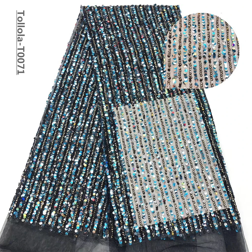 

2020 High Quality Nigerian Lace Fabrics Latest Sequins Mesh African Lace Fabric Bride Guipure French Net Lace Fabric