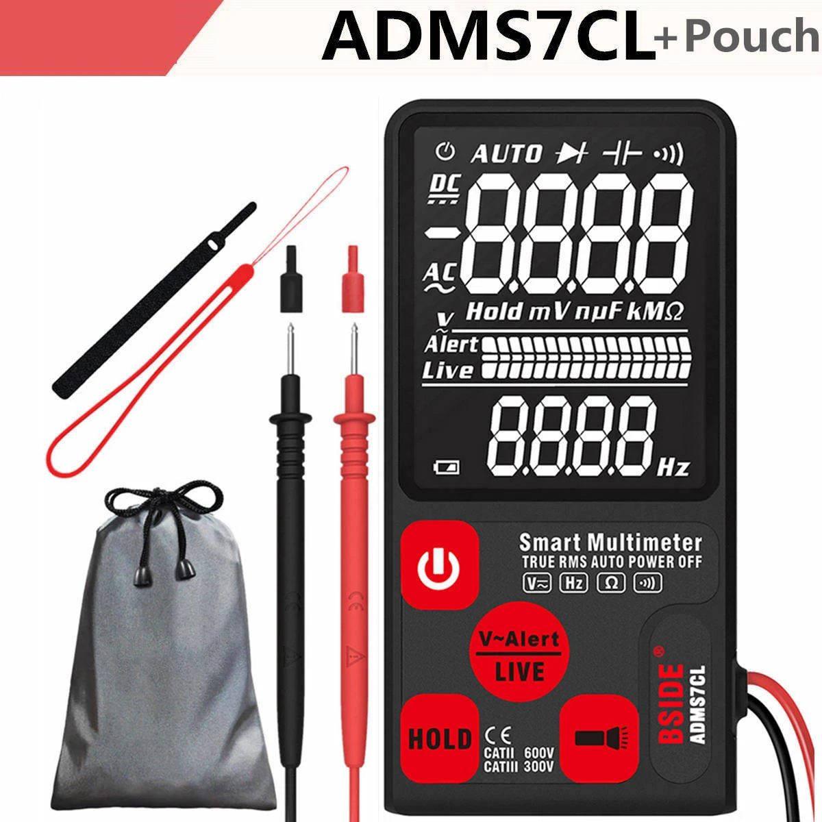 ADMS7CL-Pouch ADMS7 тестер напряжения 3,5 ''большой ЖК-цифровой умный мультиметр тройной дисплей TRMS 6000 отсчетов DMM с аналоговым барграфом - Цвет: ADMS7CL-Pouch