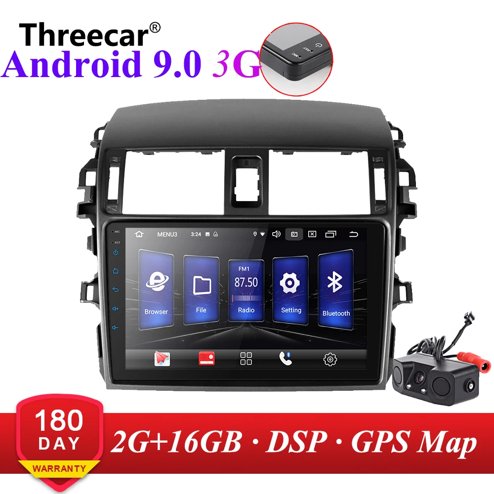 Android 9,0 2din android автомобильное радио DSP 2.5D ips экран gps навигация 3g wifi для 2008-2013 Toyota Corolla мультимедийный плеер